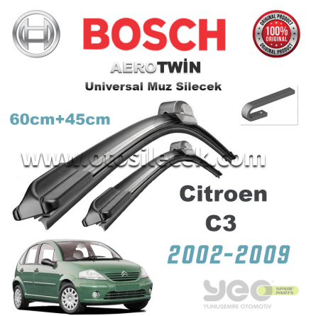 Citroen C3 Bosch Universal Silecek Takımı 2002-2009